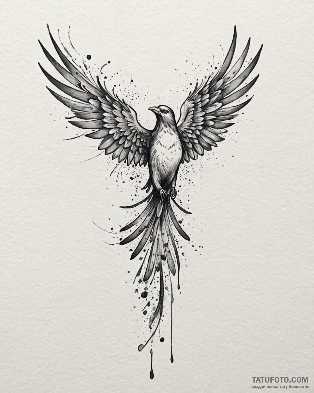 Tattoo sketch, bird with multi-colored wings... - эскиз тату (№1753146447_0, 22.07.2025 01:07) — Tatufoto.com