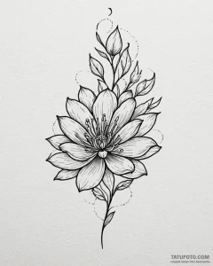 Tattoo sketch, delicate flower bud with thin... - эскиз тату (№1753146871_0, 22.07.2025 01:14) — Tatufoto.com