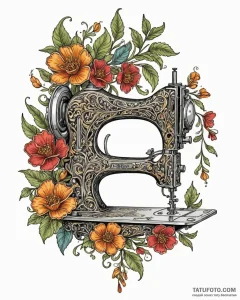 Tat tattoo sketch, fashion designer’s sewing... - эскиз тату (№1753147297_0, 22.07.2025 01:21) — Tatufoto.com