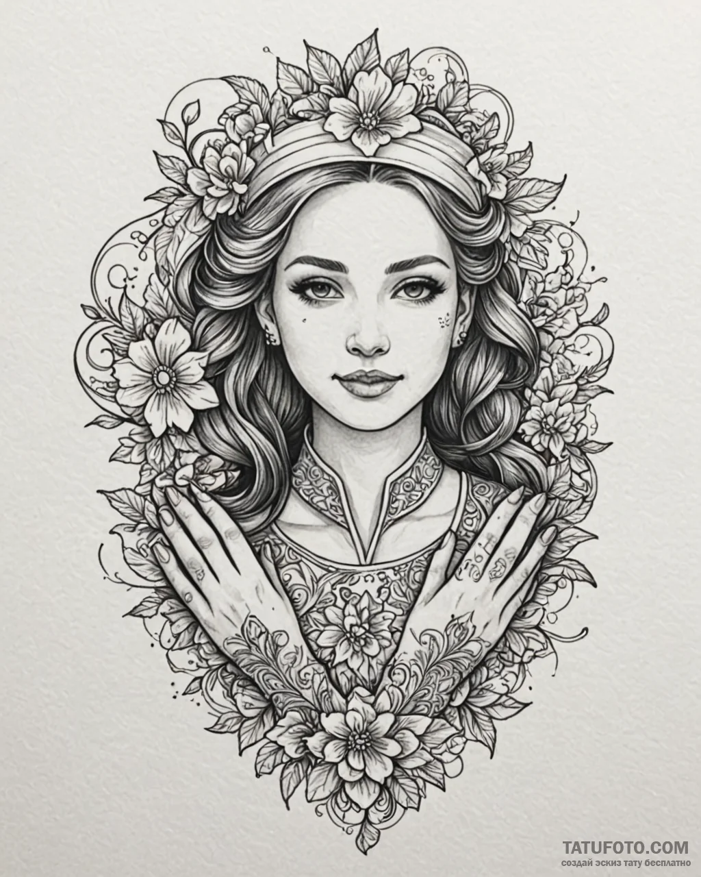 Tat tattoo sketch, nurse with caring hands an... - эскиз тату (№1753147553_0, 22.07.2025 01:25) — Tatufoto.com