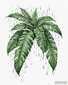Tattoo sketch, overlapping banana leaves with... - эскиз тату (№1753148148_0, 22.07.2025 01:35) — Tatufoto.com