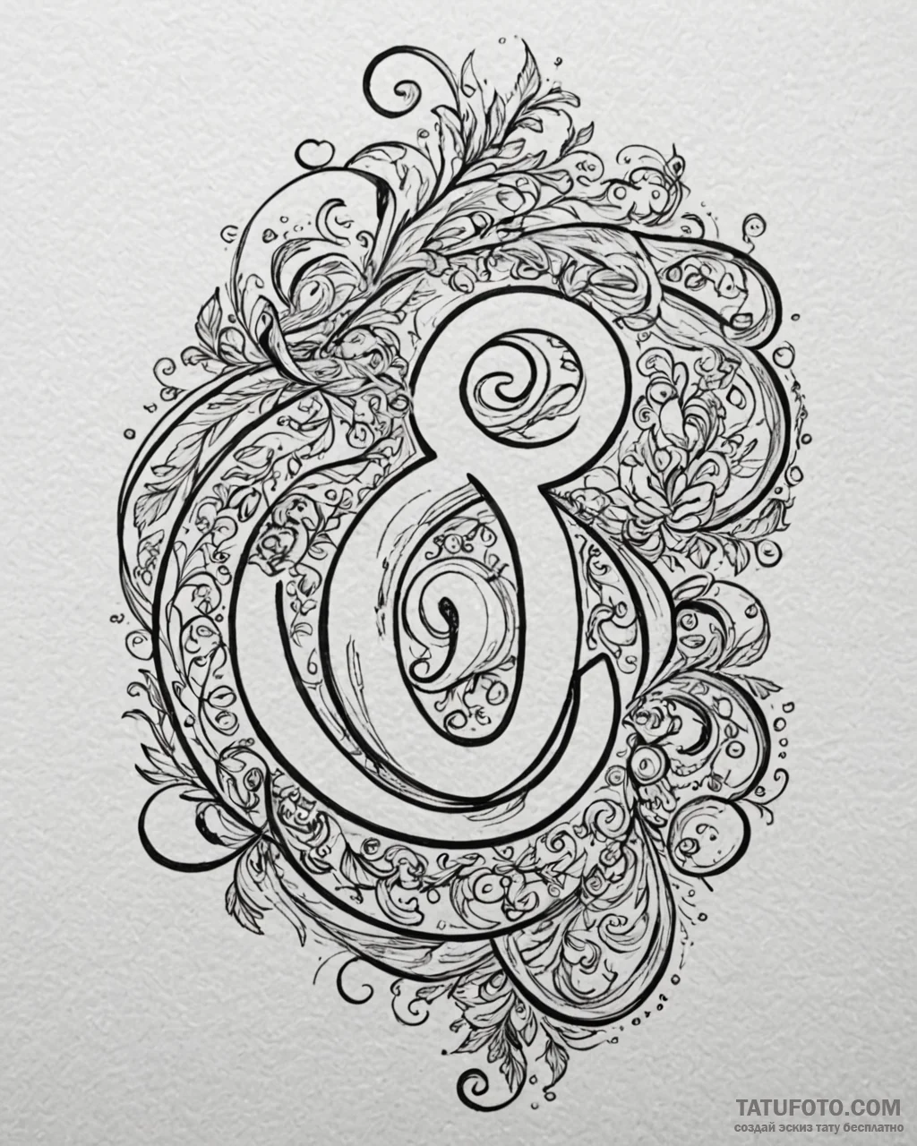 Tat tattoo sketch, swirling magical glyphs an... - эскиз тату (№1753148320_0, 22.07.2025 01:38) — Tatufoto.com