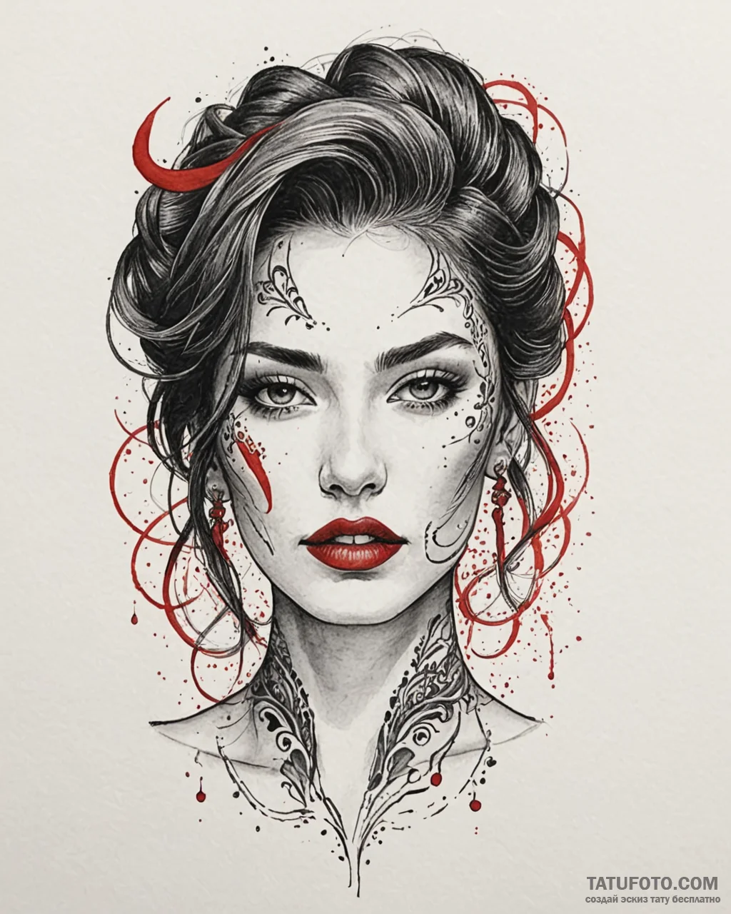 Tat tattoo sketch, makeup artist’s brush blen... - эскиз тату (№1753149175_0, 22.07.2025 01:52) — Tatufoto.com