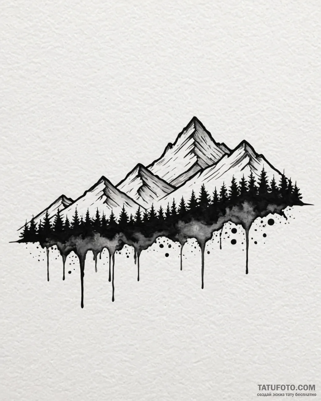 Tat tattoo sketch, minimalist mountain range... - эскиз тату (№1753149516_0, 22.07.2025 01:58) — Tatufoto.com