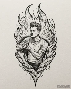 Tat tattoo sketch, ember throwing fireballs w... - эскиз тату (№1753149858_0, 22.07.2025 02:04) — Tatufoto.com
