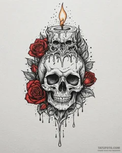 Tat tattoo sketch, ornate candle with drippin... - эскиз тату (№1753149944_0, 22.07.2025 02:05) — Tatufoto.com