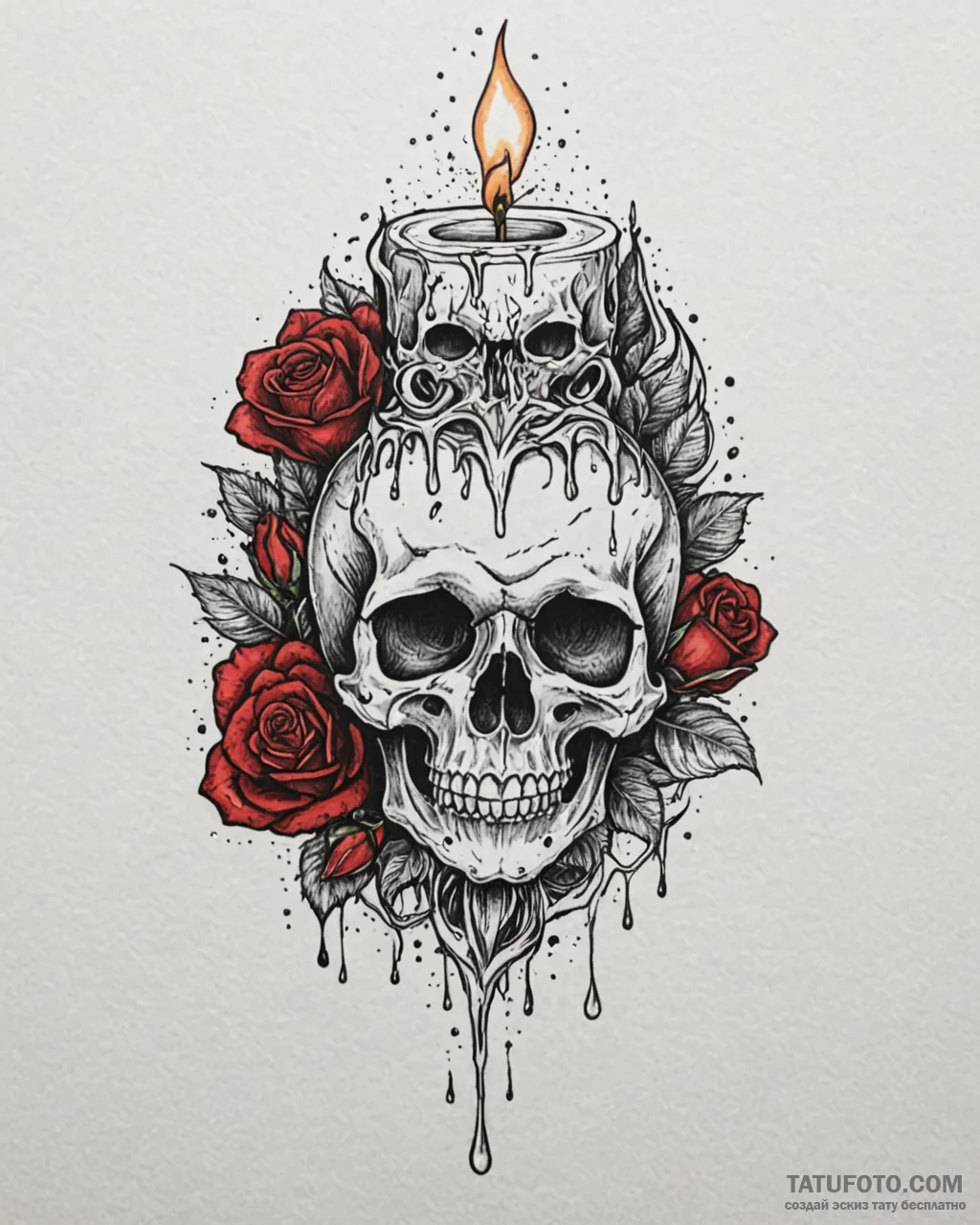 Tat tattoo sketch, ornate candle with drippin... - эскиз тату (№1753149944_0, 22.07.2025 02:05) — Tatufoto.com