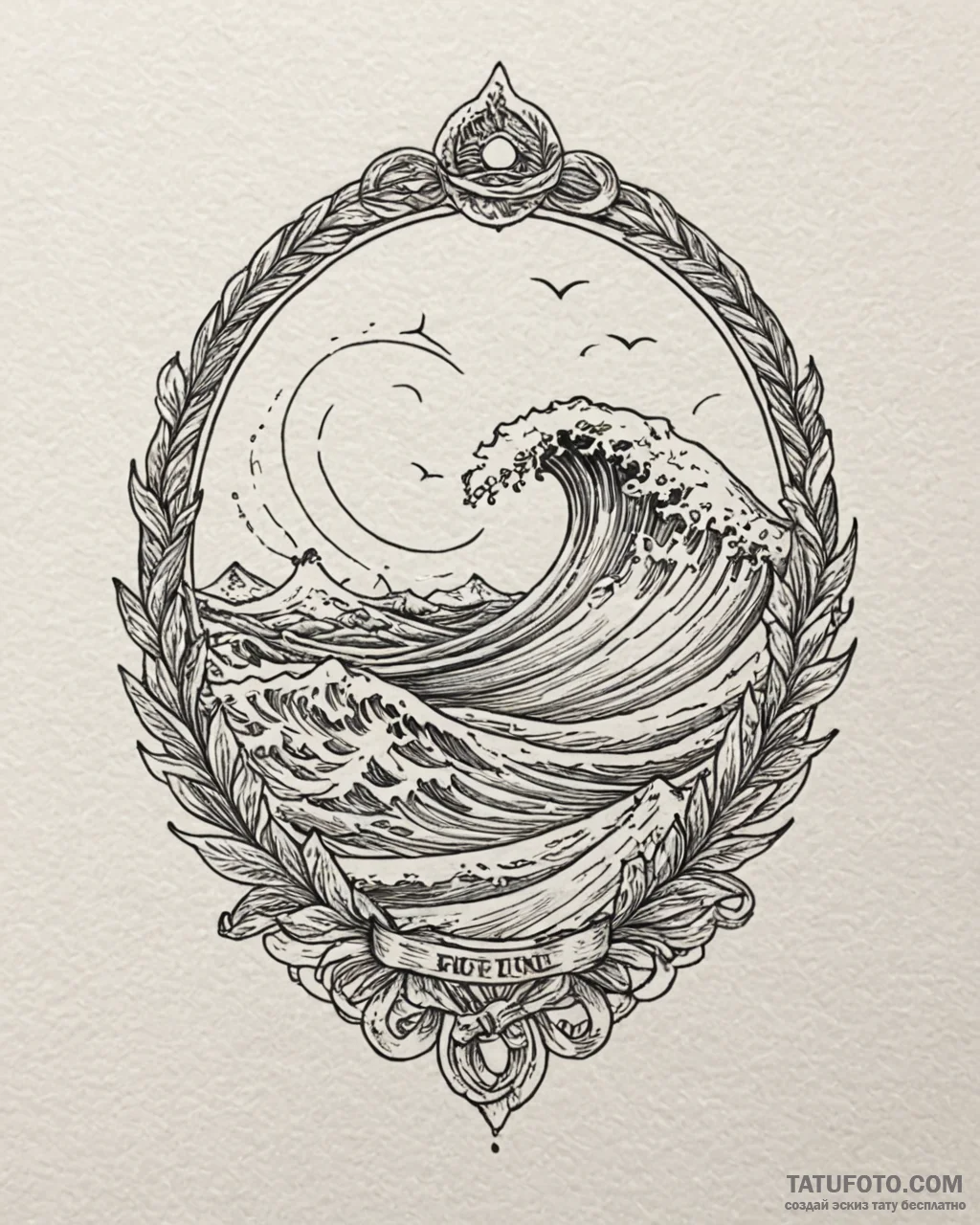 Tattoo sketch, slender minimalistic wave curl... - эскиз тату (№1753150115_0, 22.07.2025 02:08) — Tatufoto.com