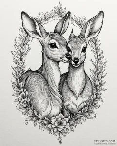 Tattoo sketch, bambi and thumper cuddling, sw... - эскиз тату (№1753150202_0, 22.07.2025 02:10) — Tatufoto.com