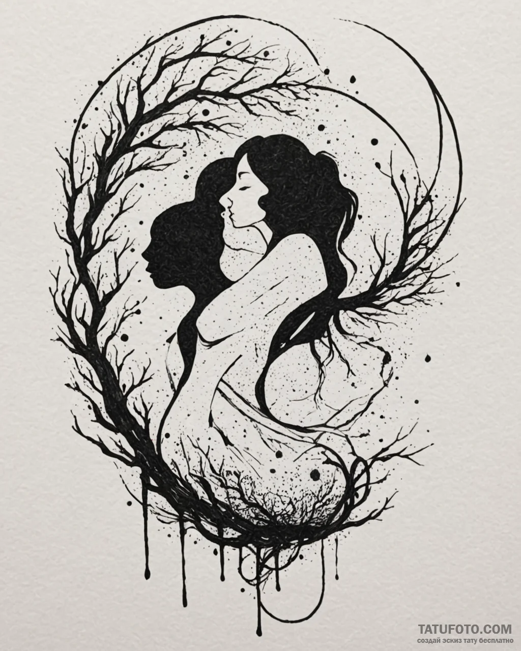 Tattoo sketch, mirabel and bruno silhouette u... - эскиз тату (№1753151135_0, 22.07.2025 02:25) — Tatufoto.com