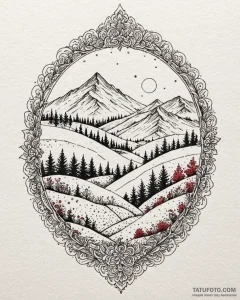 Tat tattoo sketch, soft watercolor landscape... - эскиз тату (№1753151645_0, 22.07.2025 02:34) — Tatufoto.com