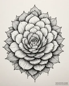 Tat tattoo sketch, succulent rosette with sof... - эскиз тату (№1753151981_0, 22.07.2025 02:39) — Tatufoto.com