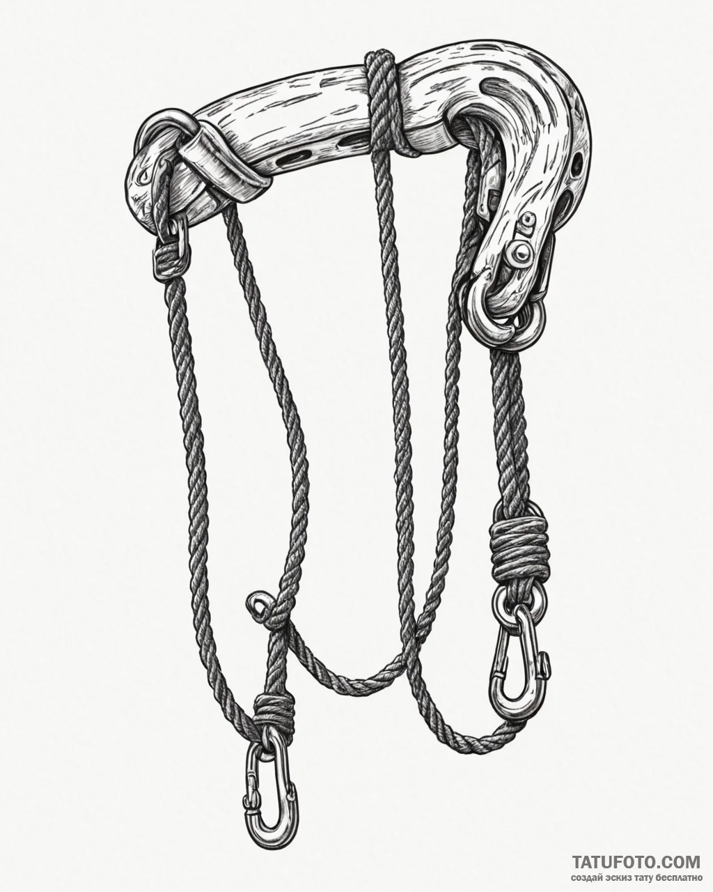Tat tattoo sketch, rock climber’s harness wit... - эскиз тату (№1753152235_0, 22.07.2025 02:43) — Tatufoto.com