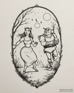 Eskiz.to, tattoo sketch, shrek and fiona danc... - эскиз тату (№1753152405_0, 22.07.2025 02:46) — Tatufoto.com