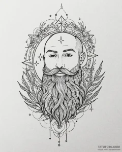 Tattoo sketch, barley’s beard with stars and... - эскиз тату (№1753152572_0, 22.07.2025 02:49) — Tatufoto.com