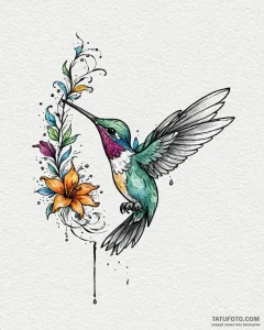 Tat tattoo sketch, hummingbird mid-flight nea... - эскиз тату (№1753152997_0, 22.07.2025 02:56) — Tatufoto.com