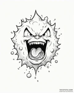 Tattoo sketch, snowball shouting with angry f... - эскиз тату (№1753153082_0, 22.07.2025 02:58) — Tatufoto.com
