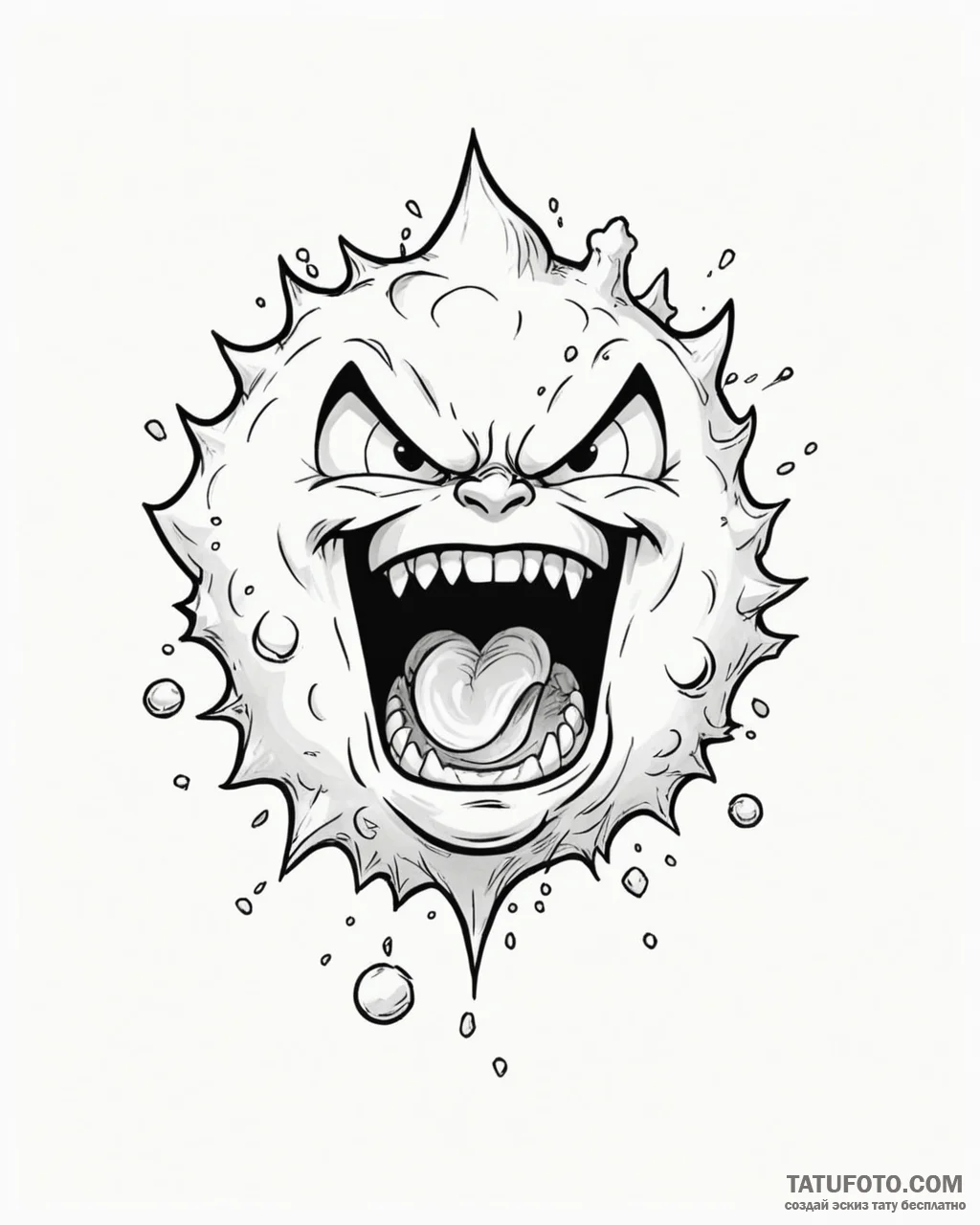 Tattoo sketch, snowball shouting with angry f... - эскиз тату (№1753153082_0, 22.07.2025 02:58) — Tatufoto.com