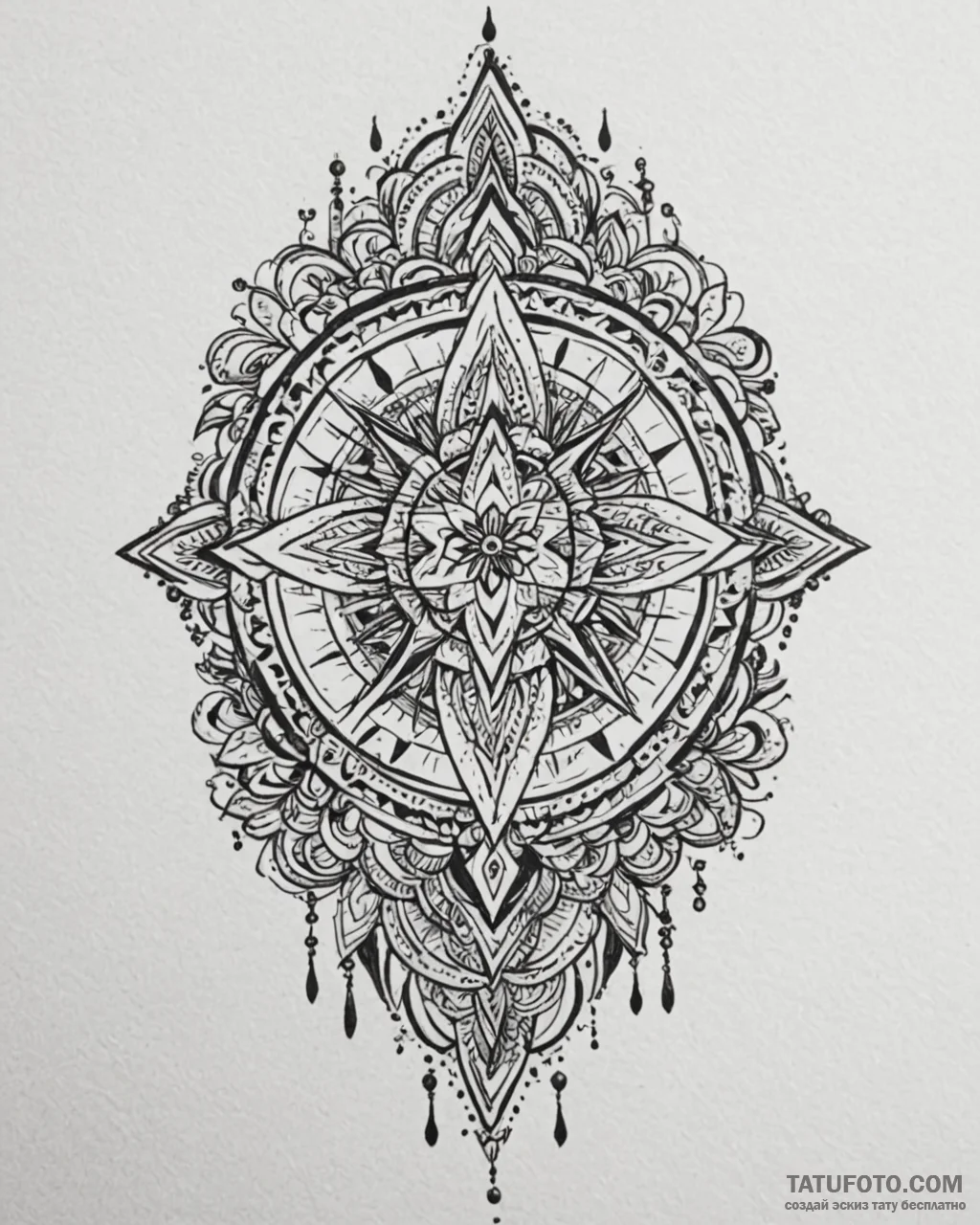 Tat tattoo sketch, symmetrical tribal-inspire... - эскиз тату (№1753153335_0, 22.07.2025 03:02) — Tatufoto.com
