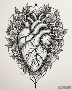Tattoo sketch, anatomical heart wrapped in bl... - эскиз тату (№1753153419_0, 22.07.2025 03:03) — Tatufoto.com