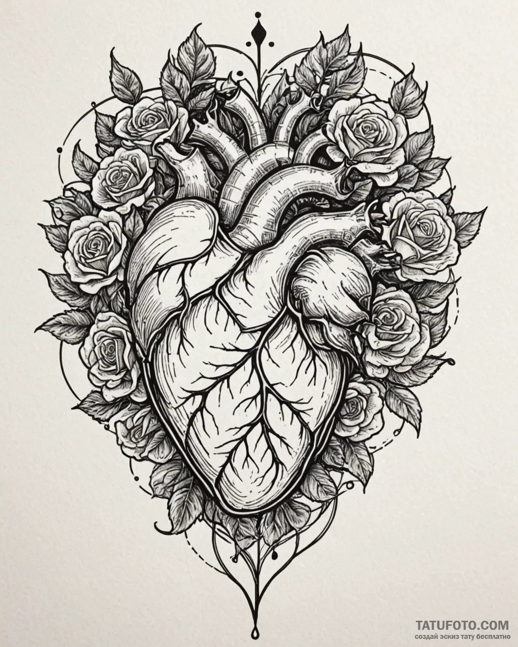 Tattoo sketch, anatomical heart wrapped in bl... - эскиз тату (№1753153419_0, 22.07.2025 03:03) — Tatufoto.com