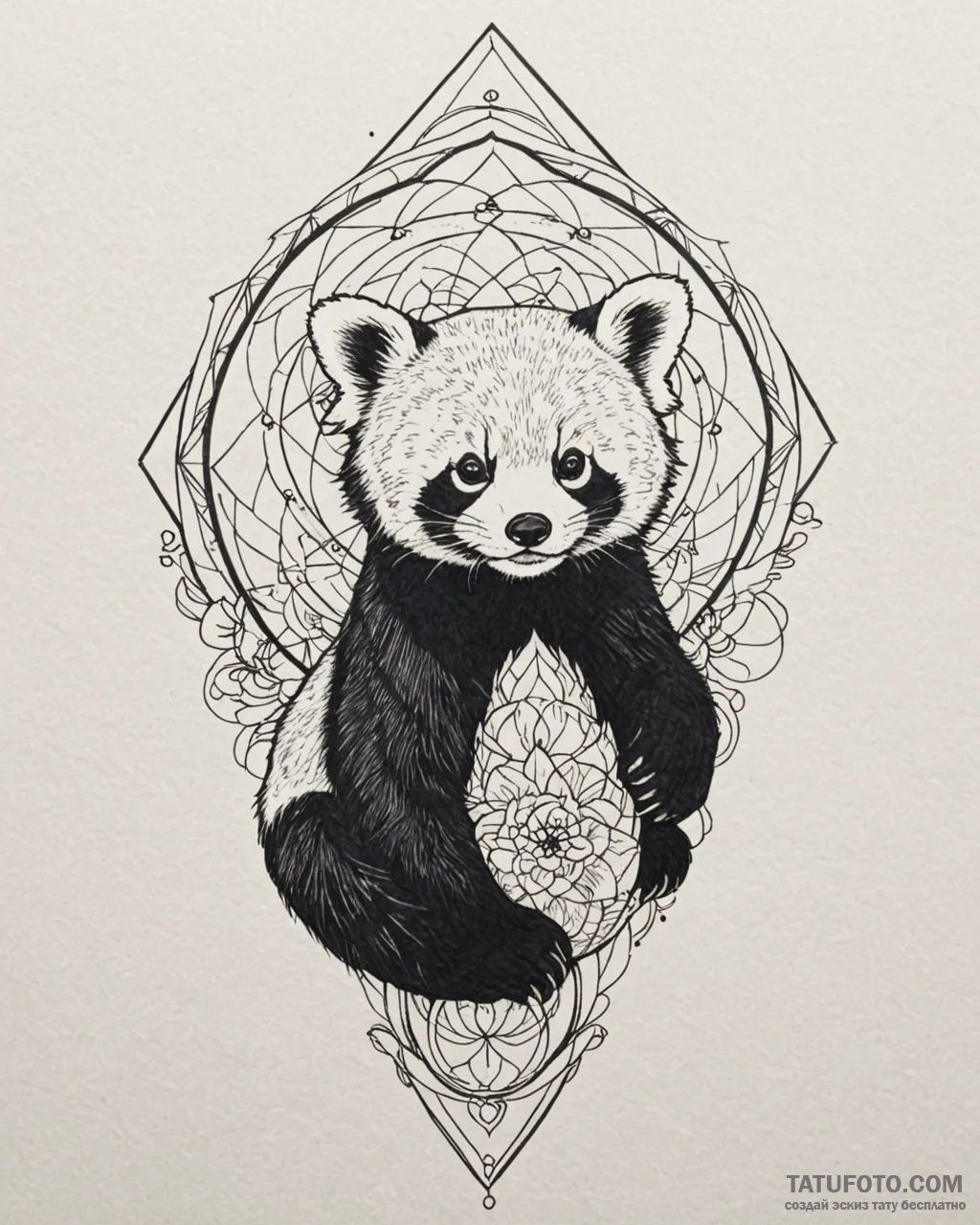 Tattoo sketch, mei’s red panda tail wrapping... - эскиз тату (№1753153506_0, 22.07.2025 03:05) — Tatufoto.com