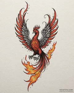 Tat tattoo sketch, ember’s silhouette with ph... - эскиз тату (№1753182545_0, 22.07.2025 11:09) — Tatufoto.com
