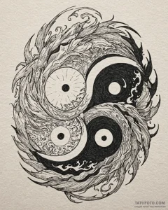Tat tattoo sketch, fire and water elemental s... - эскиз тату (№1753182713_0, 22.07.2025 11:11) — Tatufoto.com