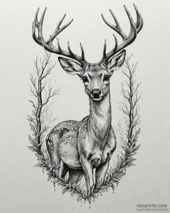 Tattoo sketch, bambi with ethereal glowing ey... - эскиз тату (№1753182798_0, 22.07.2025 11:13) — Tatufoto.com