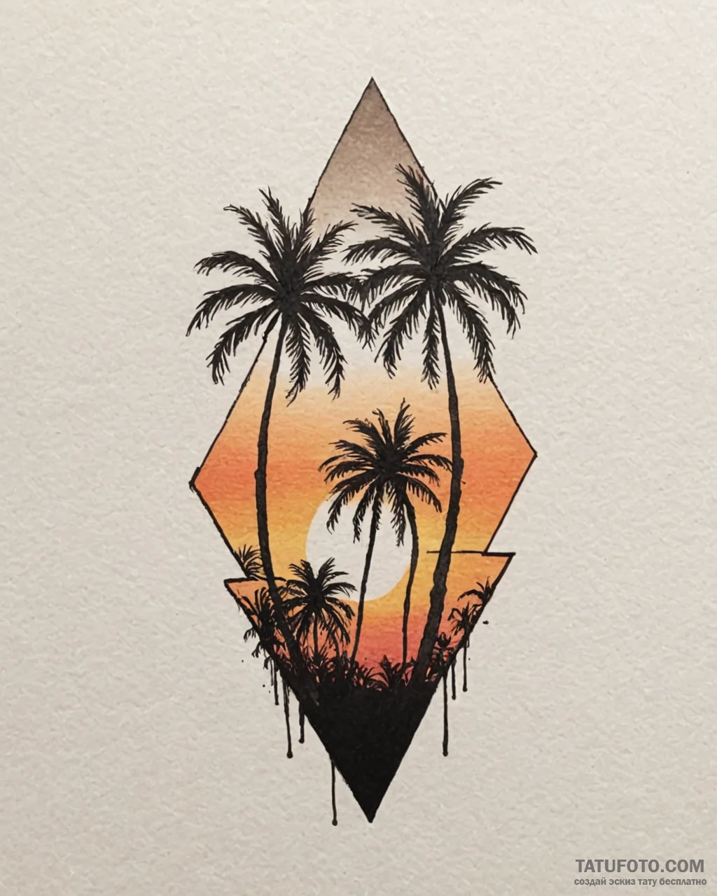 Tat tattoo sketch, palm tree fronds silhouett… — эскиз тату (№1753182967_0, 22.07.2025 11:16) — Tatufoto.com