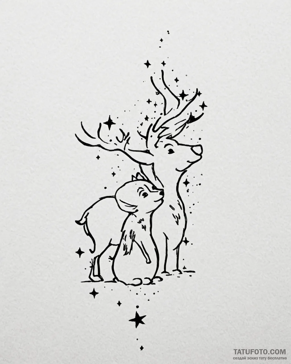 Tattoo sketch, sven and olaf silhouette with... - эскиз тату (№1753183393_0, 22.07.2025 11:23) — Tatufoto.com