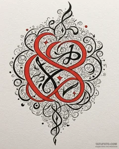 Tat tattoo sketch, swirling magical glyphs an... - эскиз тату (№1753183733_0, 22.07.2025 11:28) — Tatufoto.com