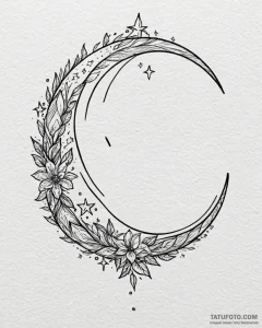 Tattoo sketch, minimalist crescent moon cradl... - эскиз тату (№1753184074_0, 22.07.2025 11:34) — Tatufoto.com