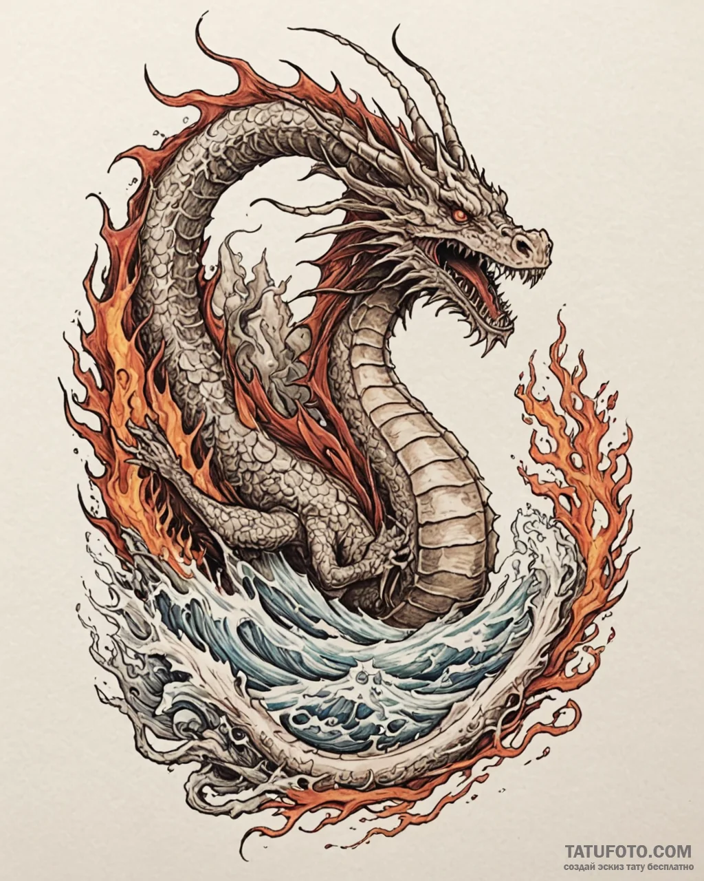 Tat tattoo sketch, colossal red sea dragon wr... - эскиз тату (№1753184243_0, 22.07.2025 11:37) — Tatufoto.com