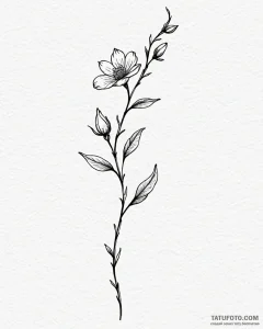 Tattoo sketch, delicate flower bud with thin... - эскиз тату (№1753184756_0, 22.07.2025 11:45) — Tatufoto.com