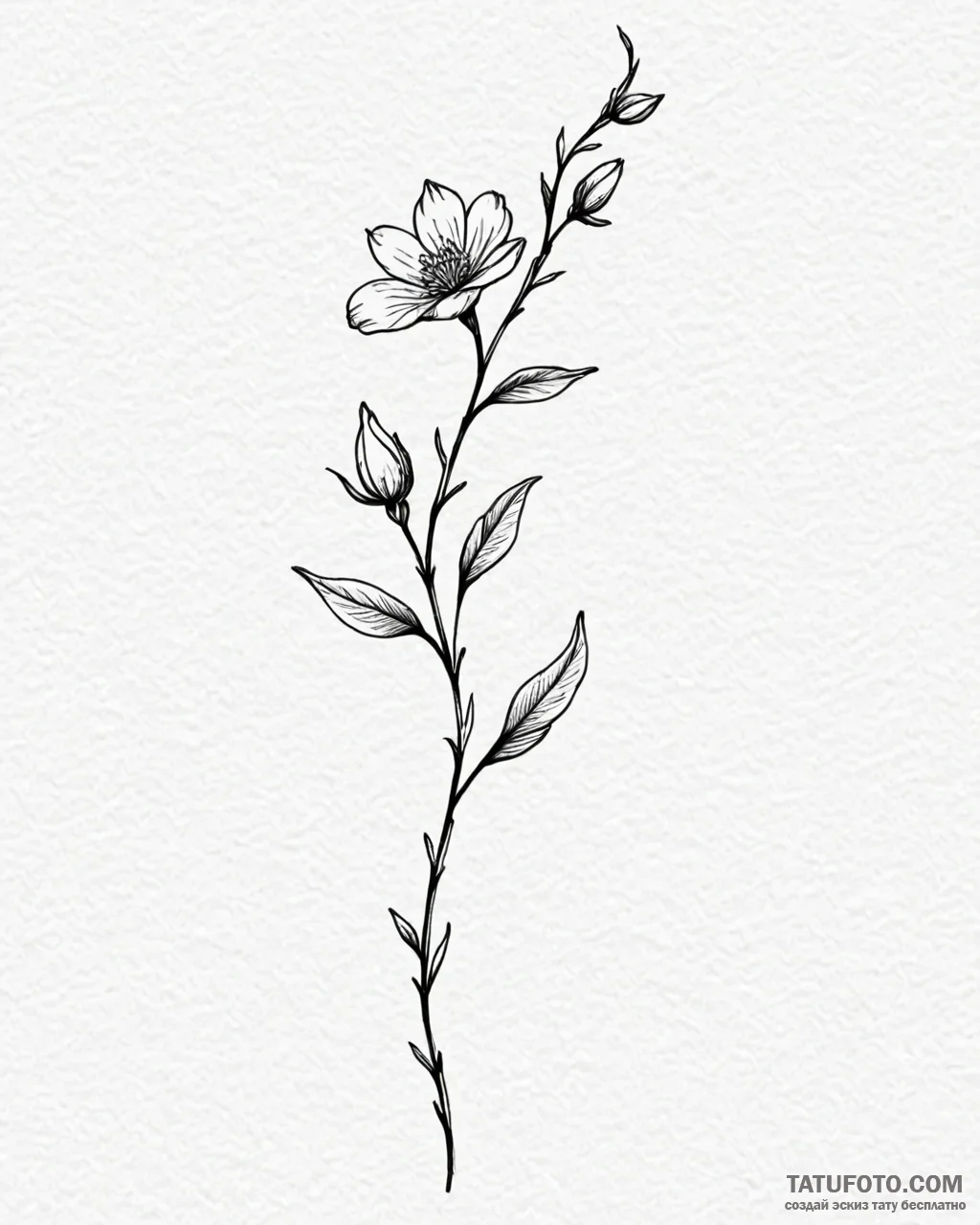 Tattoo sketch, delicate flower bud with thin… — эскиз тату (№1753184756_0, 22.07.2025 11:45) — Tatufoto.com