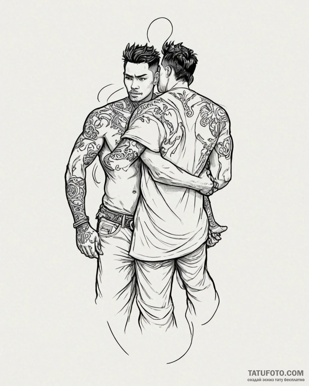 Tattoo sketch, miguel and hector back to back... - эскиз тату (№1753185011_0, 22.07.2025 11:50) — Tatufoto.com