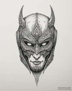 Tat tattoo sketch, cosplayer’s mask with glow... - эскиз тату (№1753185521_0, 22.07.2025 11:58) — Tatufoto.com