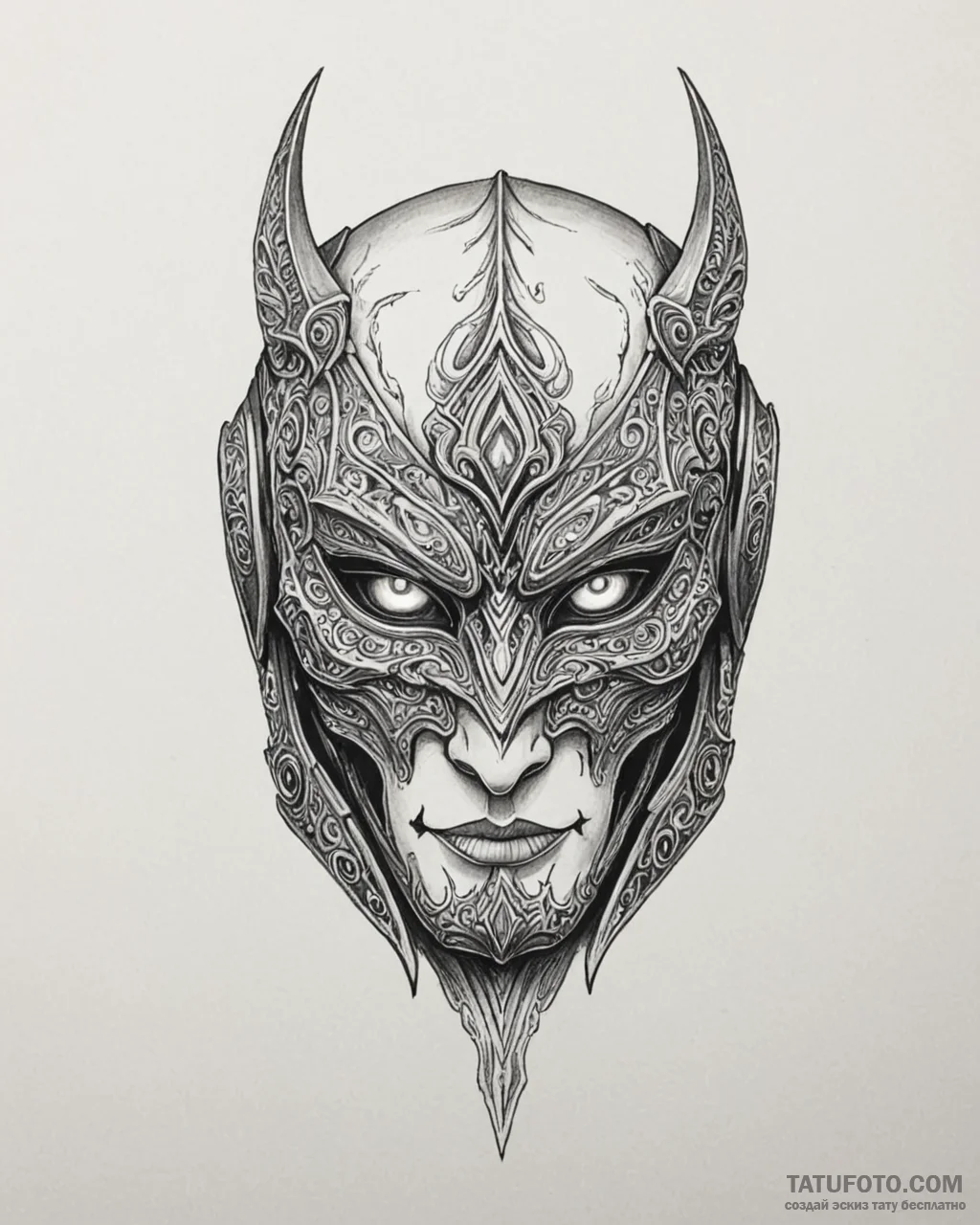 Tat tattoo sketch, cosplayer’s mask with glow… — эскиз тату (№1753185521_0, 22.07.2025 11:58) — Tatufoto.com
