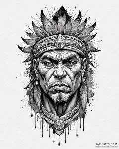 Tattoo sketch, chief bogo silhouette with fie... - эскиз тату (№1753185864_0, 22.07.2025 12:04) — Tatufoto.com