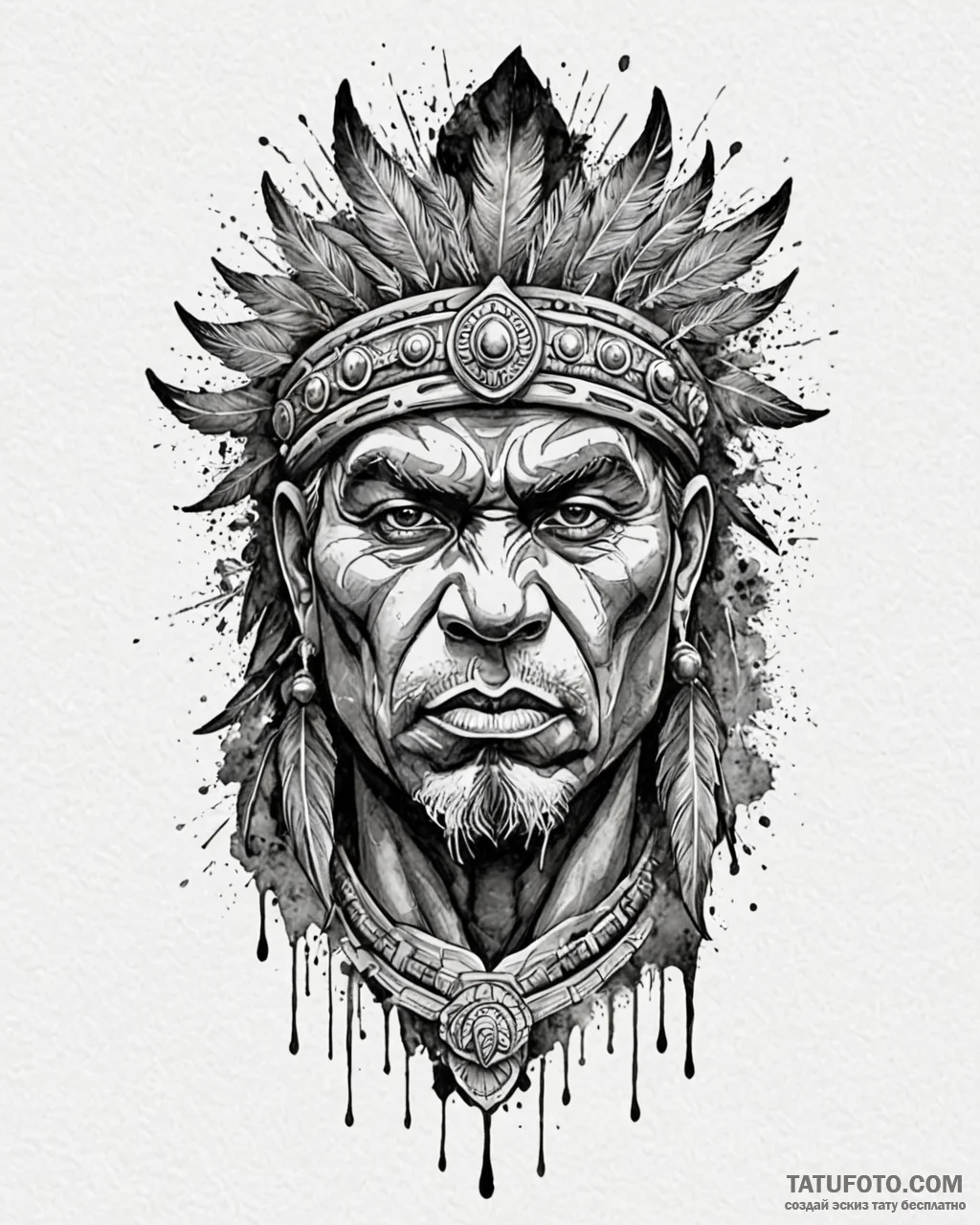 Tattoo sketch, chief bogo silhouette with fie... - эскиз тату (№1753185864_0, 22.07.2025 12:04) — Tatufoto.com