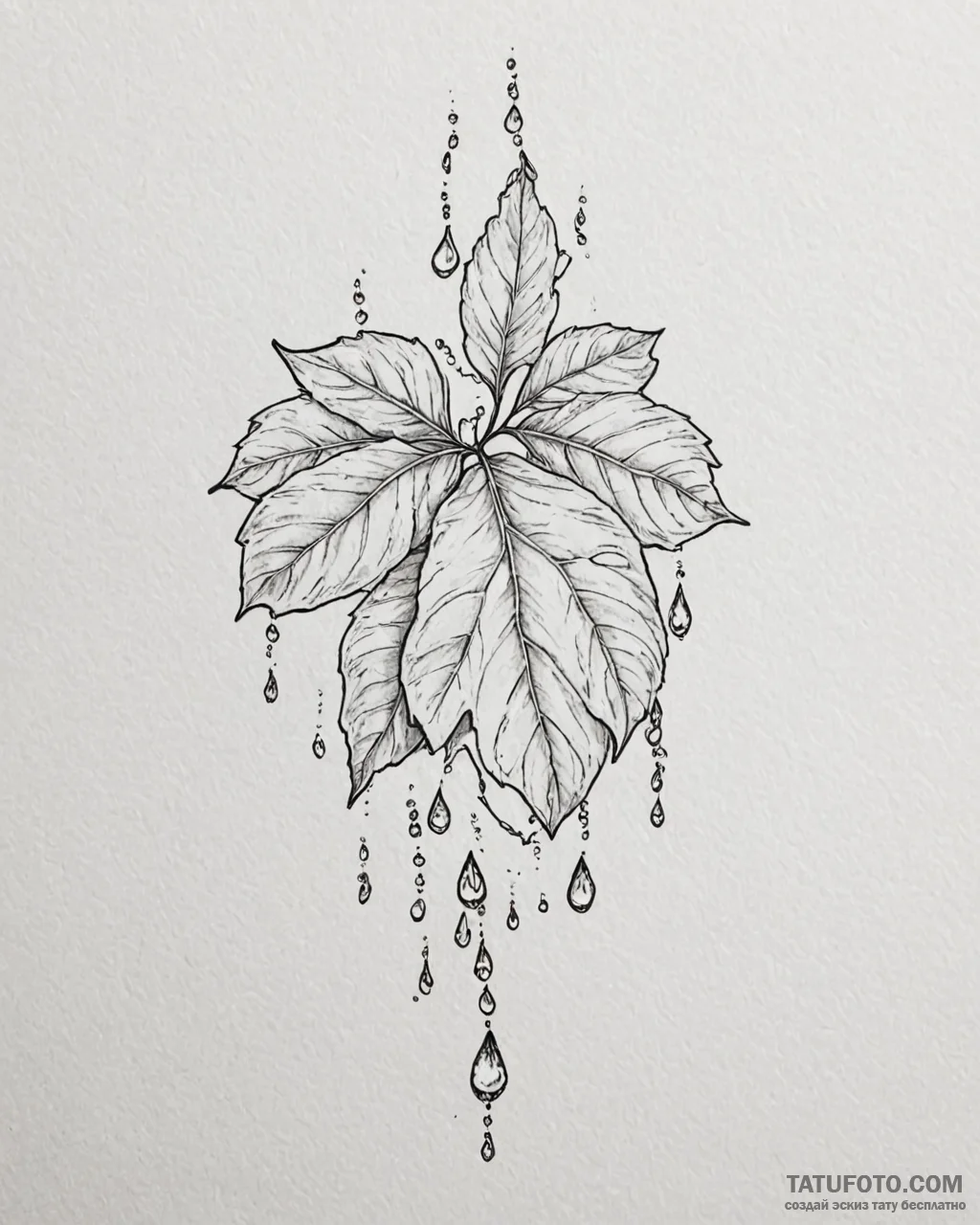 Tat tattoo sketch, hyperrealistic leaf with s... - эскиз тату (№1753186122_0, 22.07.2025 12:08) — Tatufoto.com