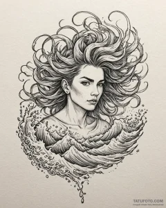 Tattoo sketch, alberto’s wild hair blending w... - эскиз тату (№1753186293_0, 22.07.2025 12:11) — Tatufoto.com
