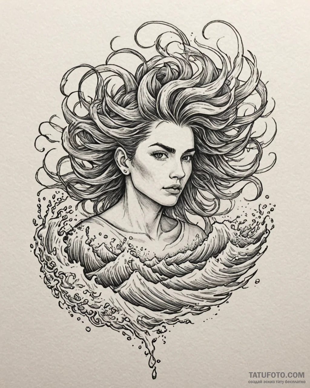 Tattoo sketch, alberto’s wild hair blending w... - эскиз тату (№1753186293_0, 22.07.2025 12:11) — Tatufoto.com