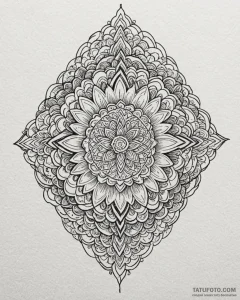Tattoo sketch, stylized floral mandala with g... - эскиз тату (№1753187142_0, 22.07.2025 12:25) — Tatufoto.com