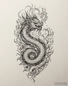 Tat tattoo sketch, fire elemental with tribal... - эскиз тату (№1753187488_0, 22.07.2025 12:31) — Tatufoto.com