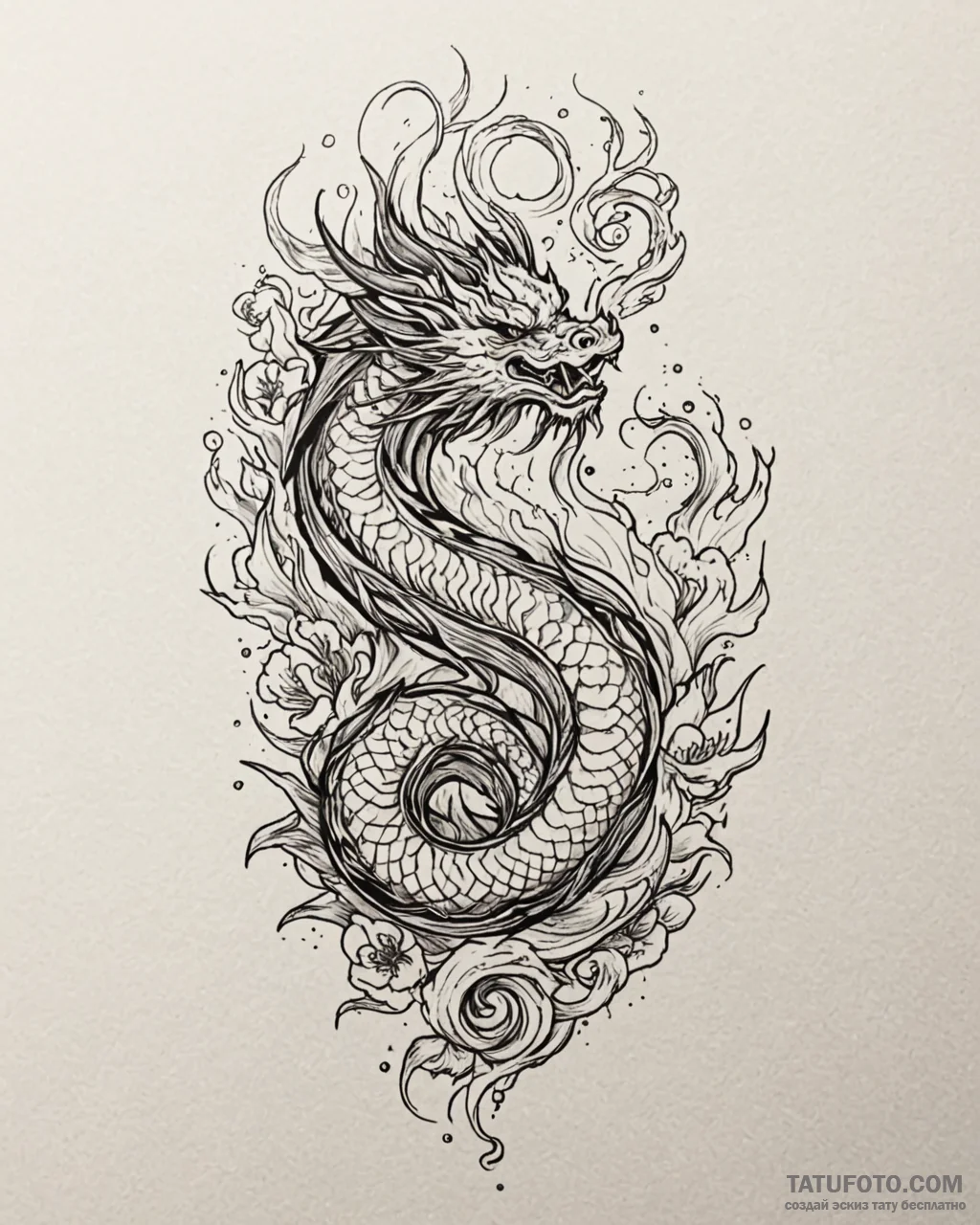 Tat tattoo sketch, fire elemental with tribal… — эскиз тату (№1753187488_0, 22.07.2025 12:31) — Tatufoto.com