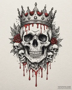 Tat tattoo sketch, skull crowned with shatter... - эскиз тату (№1753187574_0, 22.07.2025 12:32) — Tatufoto.com