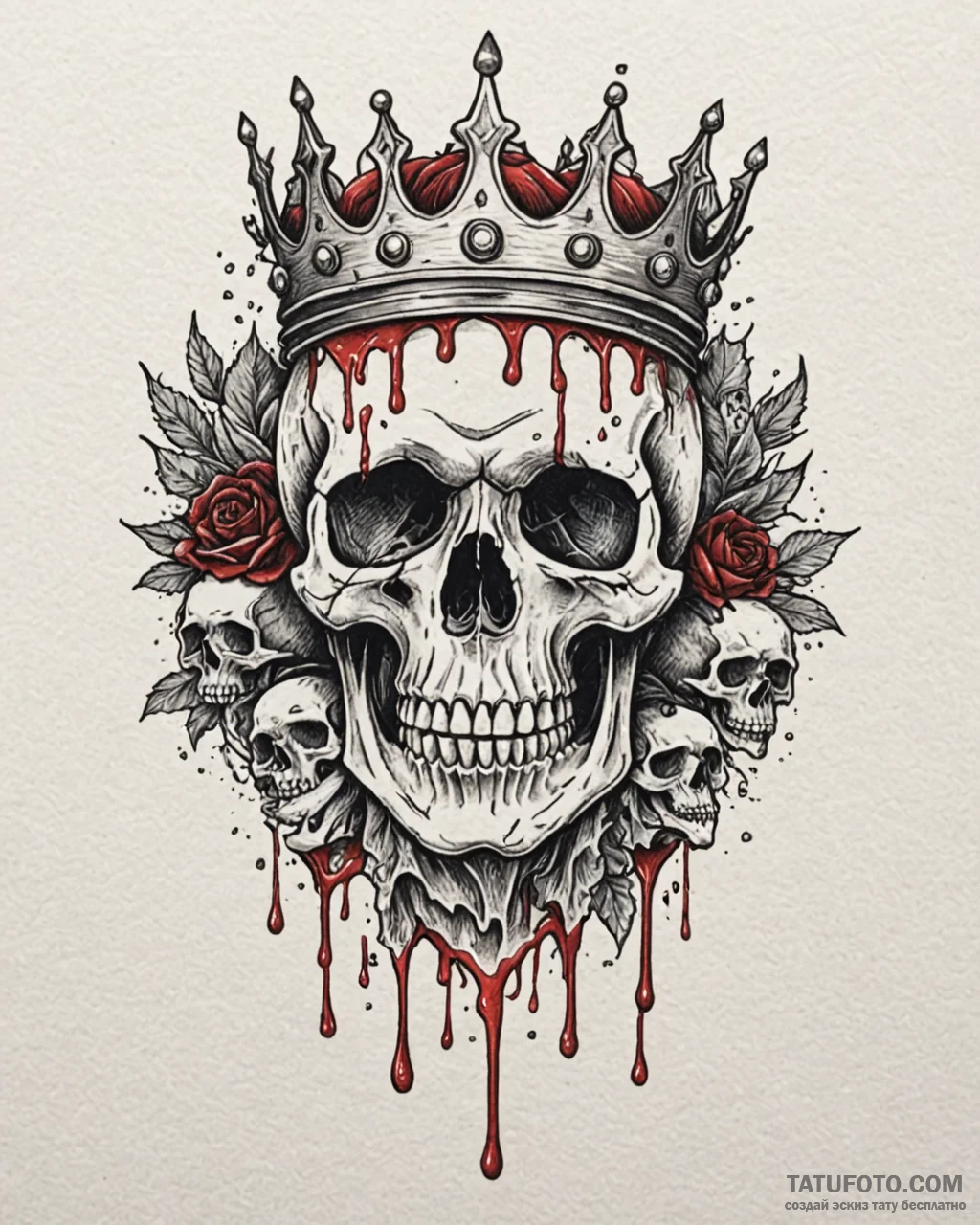 Tat tattoo sketch, skull crowned with shatter… — эскиз тату (№1753187574_0, 22.07.2025 12:32) — Tatufoto.com