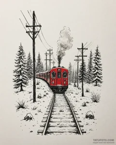 Tattoo sketch, train tracks disappearing into... - эскиз тату (№1753187830_0, 22.07.2025 12:37) — Tatufoto.com